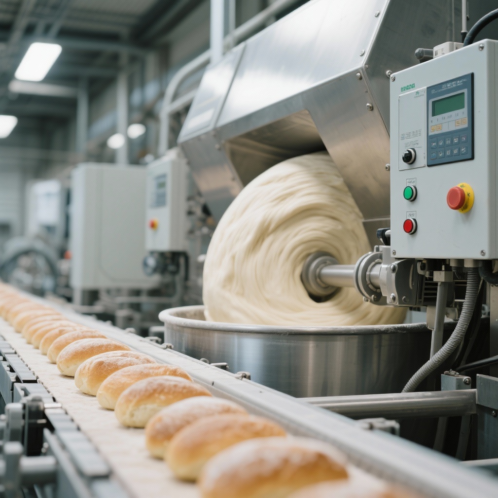 Bread production line with frequency converter